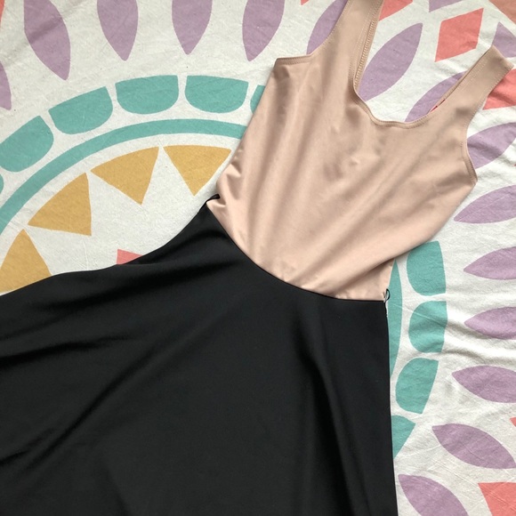 Boohoo Sally Contrast Skater Dress Tan - Picture 1 of 7